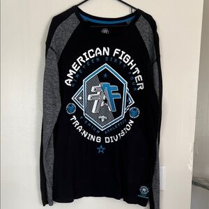 American Fighter Black and Gray Graphic Long Sleeve